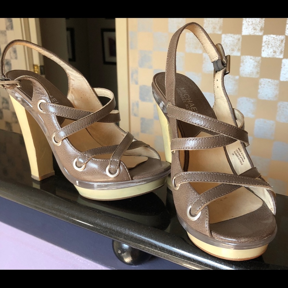 Michael Kors taupe platform sandals